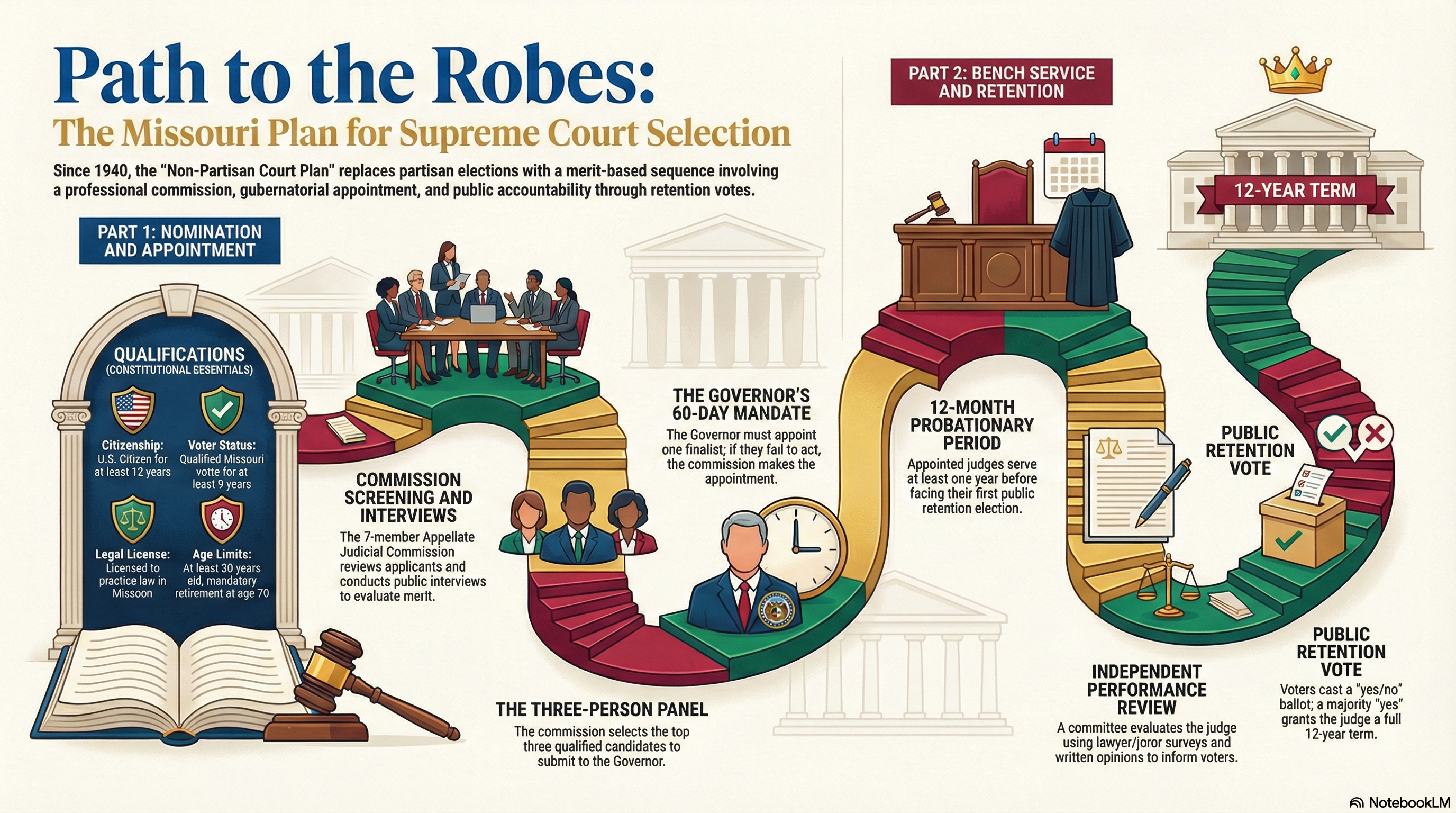 Infographic showing the path to becoming a Missouri Supreme Court Justice