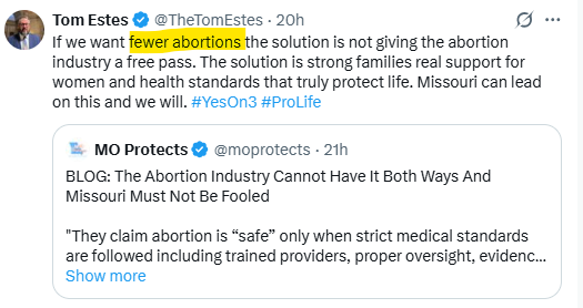 Screenshot highlighting 'fewer abortions' messaging