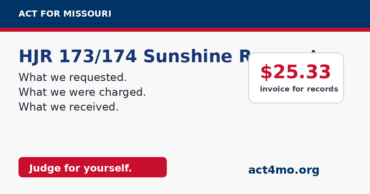 HJR 173/174 Sunshine Request: What we requested, what we were charged, what we received